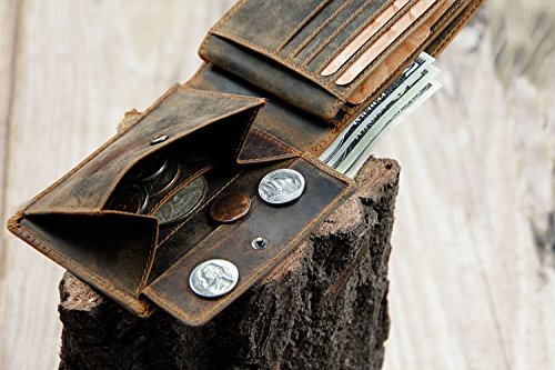 Klondike 1896 'Caleb' Carteras Hombre con Monedero, Cartera Hombre Piel con Solapa Plegable Integrada - Marrón