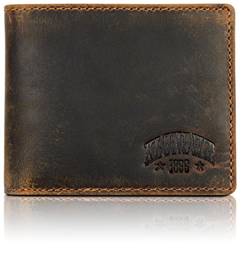 Klondike 1896 'Caleb' Carteras Hombre con Monedero, Cartera Hombre Piel con Solapa Plegable Integrada - Marrón