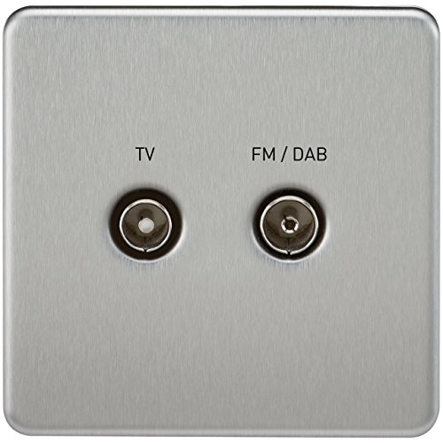 Knightsbridge SF0160BC Salida diplomática sin Tornillos, Cromo Cepillado, Screwless Screened Diplex Outlet (TV & FM Dab) -Brushed Chrome