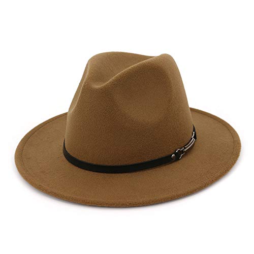 KNNSYZ Americana 60cm Sombrero de Lana Retro ala Plana Sombrero de ala Grande Pareja Sombrero Caqui 60cm