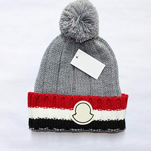 KNNSYZ Americana cálida Plus Bola Gorro de Punto Gorro de Lana Gris