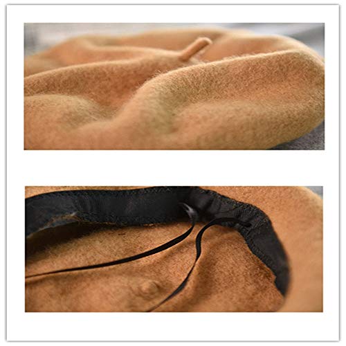 KNNSYZ Gorro de Lana de Moda Coreana Brote japonés Boina de Lana Retro ladrillo Rojo M (56-58)