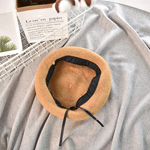 KNNSYZ Gorro de Lana de Moda Coreana Brote japonés Boina de Lana Retro ladrillo Rojo M (56-58)