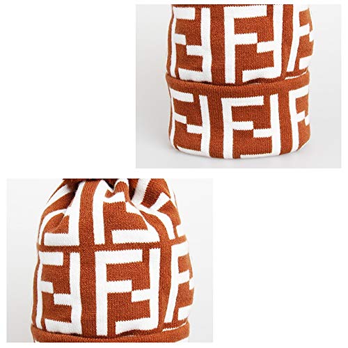 KNNSYZ Versión Coreana de Conjuntos Lindos de Moda de Punto F Letras Casuales Gorra de Lana Grande para Adultos