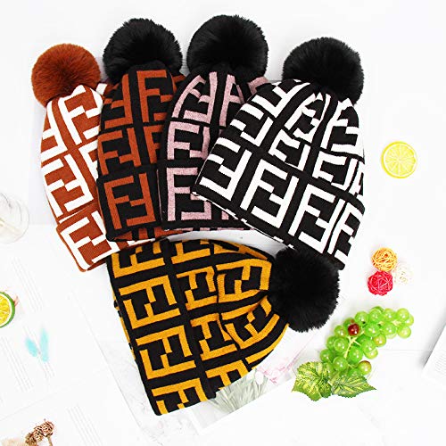 KNNSYZ Versión Coreana de Conjuntos Lindos de Moda de Punto F Letras Casuales Gorra de Lana Grande para Adultos