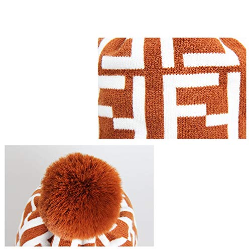 KNNSYZ Versión Coreana de Conjuntos Lindos de Moda de Punto F Letras Casuales Gorra de Lana Grande para Adultos