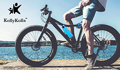 KollyKolla Botella Agua Sin BPA Deportes - 1.5L, Reutilizables Ecológica Tritan Plástico, Bebidas Botellas con Filtro & Marcador de Tiempo, para Al Aire Libre, Tapa Abatible de 1 Clic, Negro Mate