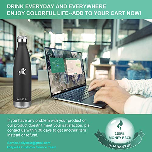 KollyKolla Botella de Agua Acero Inoxidable, Termo Sin BPA Ecológica, Botellas Termica Reutilizable Frascos Térmicos para Niños & Adultos, Deporte, Oficina, Yoga, Ciclismo, (500ml Luz Púrpura)