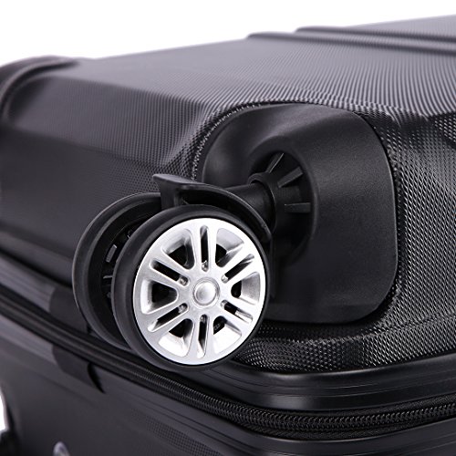 Kono Maleta de Cabina de ABS de 20 Pulgadas con Diseño Esculpido en Horizontal,4 Ruedas,55x40x22cm(Negro)