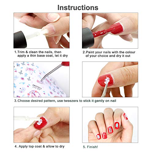 Konsait 500+ Unicornio Nail Art Stickers uñas pegatinas 3D uñas calcomanías autoadherentes para niños niñas Regalo Unicornio Fiesta de Navidad cumpleaños uñas decoración