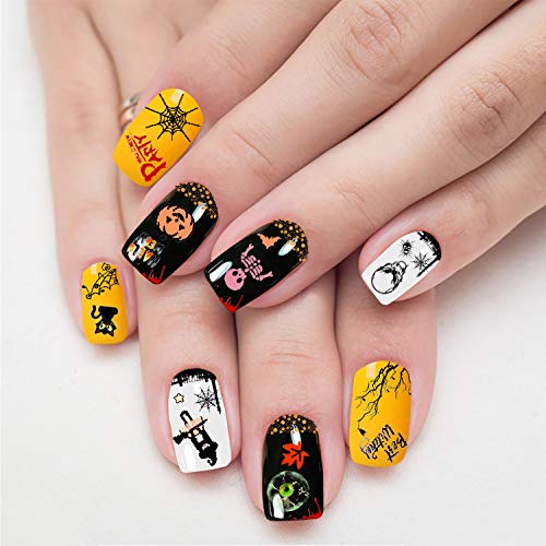 Konsait 900+ pcs Halloween Nail Art Pegatinas Decorativas, Halloween Uñas Pegatinas Stickers Etiqueta Autoadhesiva para Uñas Halloween Maquillaje Artículos Decoración Manicura Niñas Mujer