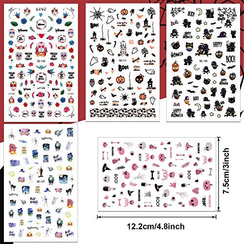 Konsait 900+ pcs Halloween Nail Art Pegatinas Decorativas, Halloween Uñas Pegatinas Stickers Etiqueta Autoadhesiva para Uñas Halloween Maquillaje Artículos Decoración Manicura Niñas Mujer