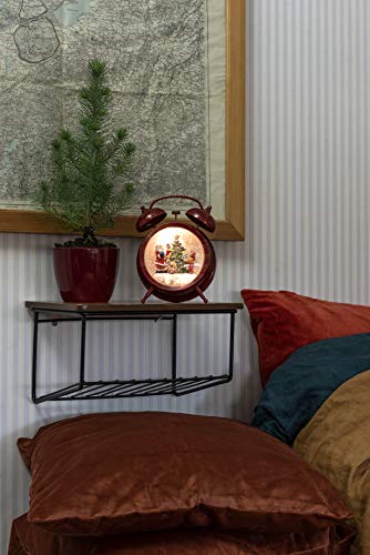 Konstsmide 4375-550 Reloj Despertador Nieve Escena de Papá Noel y niño, llenado de Agua/Interior (IP20)/Opcional de Ocho Canciones, Funciona, 3 Pilas AA 1,5 V (exc.)/Linterna de Navidad 1 LED, Rojo