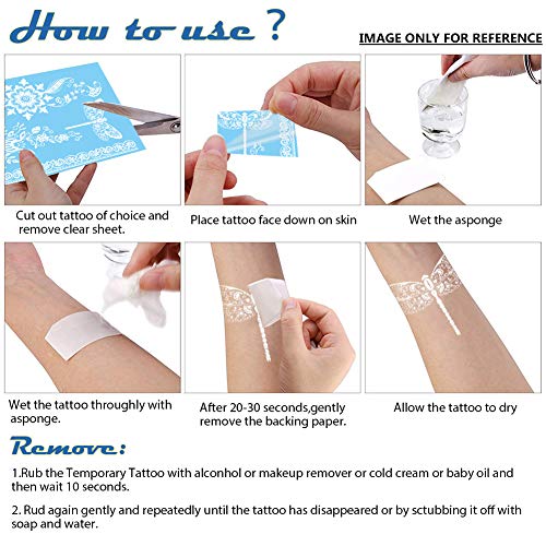 KOOSUFA Tatuajes temporales, resistentes al agua, metalizados, tatuajes adhesivos, 12 hojas, tatuajes falsos en oro, plata con más de 100 diseños para mujeres, chicas, body Art