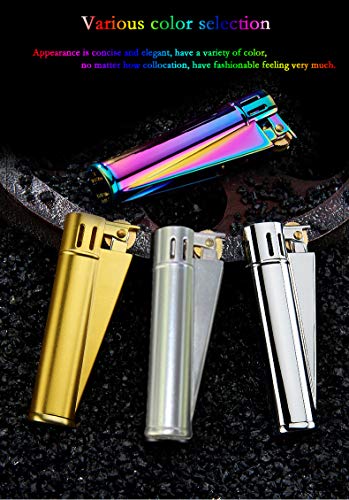 【KOOWLUK】 Encendedor de aceite de queroseno a prueba de viento de estilo retro Mecha de algodón de regalo gratis con aguja + 6 pedernales + cepillo de rueda de molienda, se vende sin líquido (dorado)