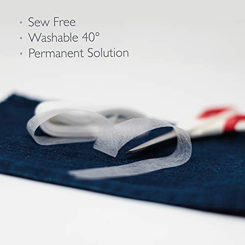 Korbond 110041 Cinta Termoadhesiva para dobladillos, para Pegar Tela y Hacer Manualidades sin Coser, ideal para Orillas, Pantalones, Vaqueros, Parches y Uniformes, 2 cm x 10 m, White