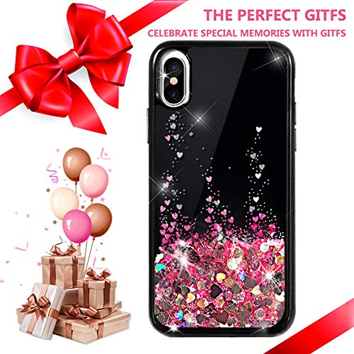 KOUYI Funda iPhone XS MAX,Amor Brillo Liquida Bling Cubierta Flowing Liquid diseño Creativo Arenas Movedizas TPU Fundas Telefono Movil Carcasas para iPhone XS MAX (6,5 Pulgadas) (Rojo)