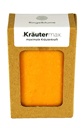 Kräutermax Jabón de caléndula 1 x 100 g de jabón de aceite vegetal hecho a mano