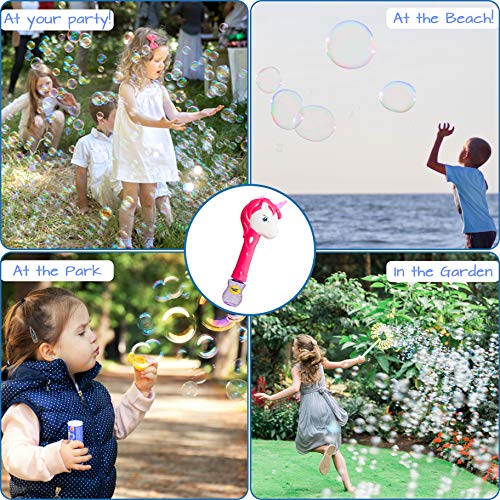 KreativeKraft Maquina Pompas de Jabon, Pomperos para Niños de Unicornio, Maquina de Burbujas con Musica y Luces, Juegos de Jardin para Niños, Regalos para Niños y Niñas Edad 3+