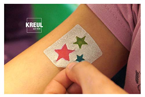 KREUL 62171 – Juego de 4 lápices y 3 Plantillas, Tinta de Maquillaje a Base de Agua, Dura hasta 5 días, dermatológicamente Probado, Lavable a Partir de 30 °C de la mayoría de los Textiles