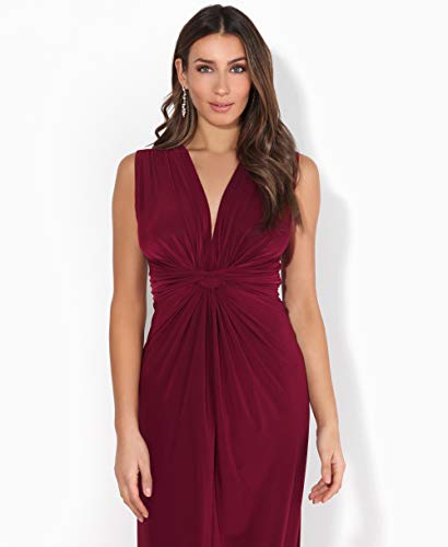 KRISP Vestido Mujer Largo Tallas Grandes Manga Boda Noche Cóctel Fiesta Elegante, Burdeos, 48 EU (20 UK), 3278-WIN-20