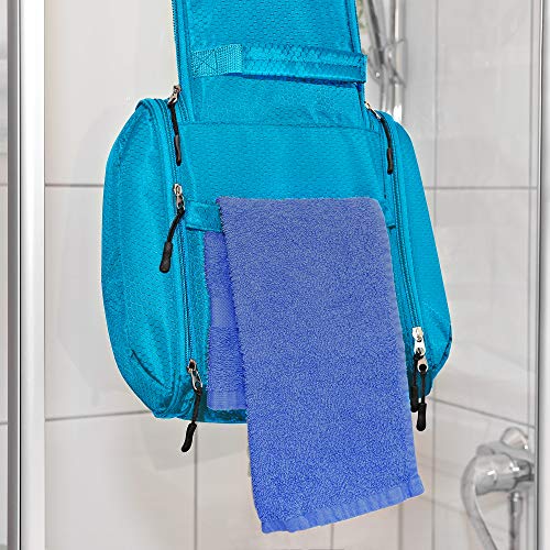 KRONIFY Bolsa de Aseo para Colgar Hombres y Mujeres I Neceser cosmético Hombre Grande Mujer para Maletas y Equipaje de Mano I Neceser de Viaje (Turquesa)
