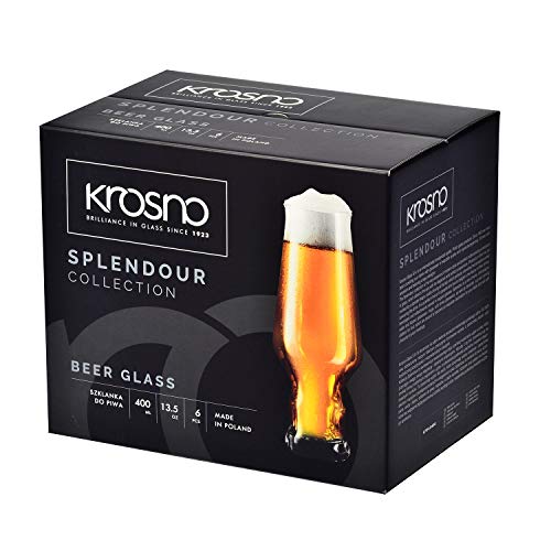 Krosno Copas de Cerveza Artesana IPA | Conjunto 6 Piezas | 400 ML | Splendour Collection Uso en Casa, Restaurante y en Fiestas | Apto para Microondas y Lavavajillas