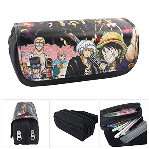 Kroy Pecoed Japonés Anime Estuche, Gran Capacidad Lápiz Organizador con Cremallera Pluma Bolsa Escuela Material de Oficina Suministros para Niños Niños Adolescentes y Anime Ventiladores - One Piece 02