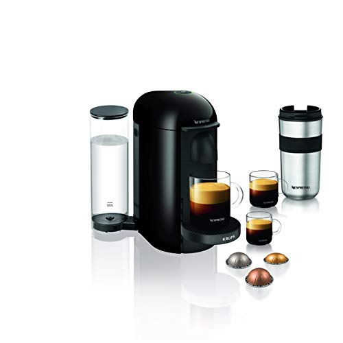Krups XN9038K Nespresso Vertua Plus, Máquina de café, Máquina para 5 bebidas, 3 tamaños de cápsula, Tecnología Centrifusion, Tiempo de calentamiento 40 segundos, Capacidad del depósito 1,2 l, Negro