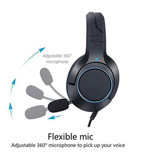 KTZAJO - Auriculares para juegos de gama alta, PS4, auriculares para Xbox One, auriculares para PC, auriculares estéreo de 3,5 mm con micrófono para Nintendo Switch, camuflaje blanco (color azul).