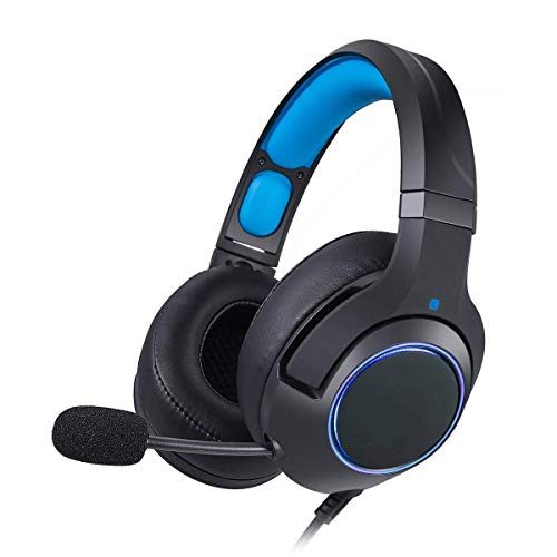 KTZAJO - Auriculares para juegos de gama alta, PS4, auriculares para Xbox One, auriculares para PC, auriculares estéreo de 3,5 mm con micrófono para Nintendo Switch, camuflaje blanco (color azul).