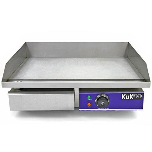 Kukoo - Plancha de Cocina Eléctrica 50cm de Acero Inoxidable Plancha de Grill