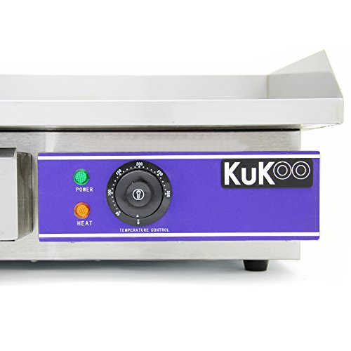 Kukoo - Plancha de Cocina Eléctrica 50cm de Acero Inoxidable Plancha de Grill