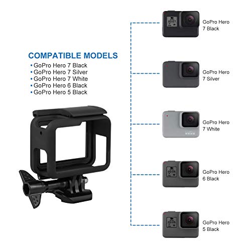 Kupton Marco para GoPro Hero7 / (2018) 6/5 Carcasa Carcasa Protectora de Borde de Carcasa para Go Pro Hero (2018) 6/5 Negro con Enchufe y Tornillo Móvil de Extracción Rápida