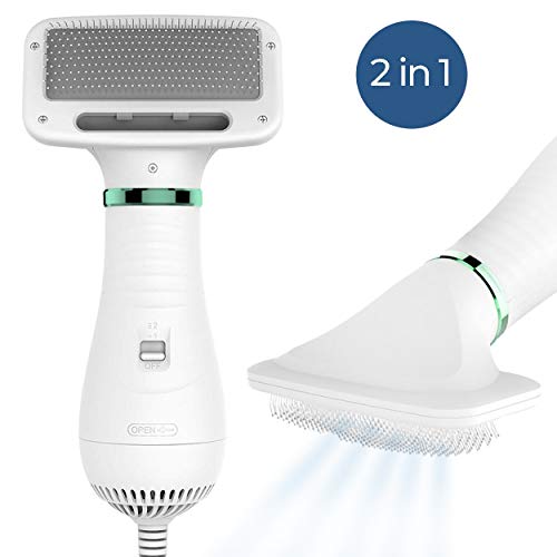 KUUBIA Secador de Pelo para Mascotas | Secador de Pelo Portátil y Silencioso 2 en 1 con un Cepillo Práctico | Temperatura Ajustable | para Perros y Gatos Pequeños y Medianos