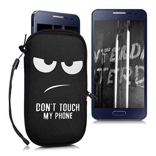 kwmobile Funda Universal para móvil de M - 5,5" - Estuche de Neopreno con Cierre - Carcasa Don't Touch my Phone