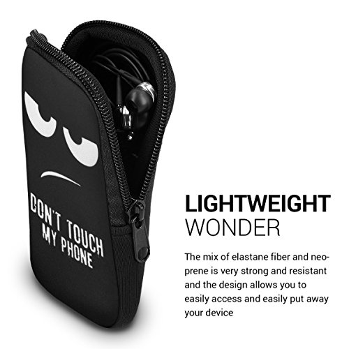 kwmobile Funda Universal para móvil de M - 5,5" - Estuche de Neopreno con Cierre - Carcasa Don't Touch my Phone