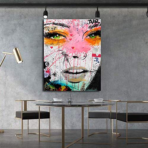 KWzEQ Arte gráfico Abstracto Cara Lienzo Pintura Retrato Cartel y Grabado Sala de Estar Pintura mural50X70cmPintura sin Marco