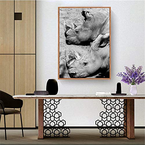 KWzEQ Imprimir en Lienzo Carteles de Pared de rinocerontes y decoración del hogar para Sala de estar30x45cmPintura sin Marco