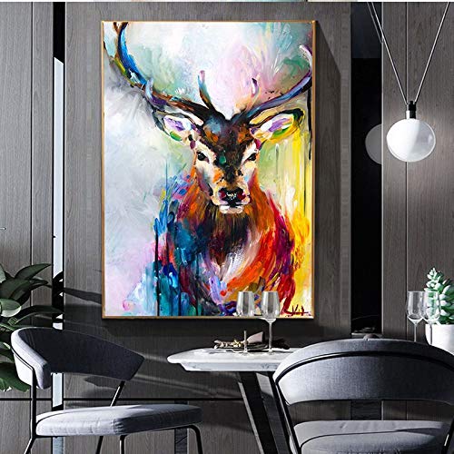 KWzEQ Imprimir en Lienzo Decoración Colorida del hogar de la Imagen del Arte de la Pared de los Ciervos para los Carteles de la Sala de estar40x50cmPintura sin Marco