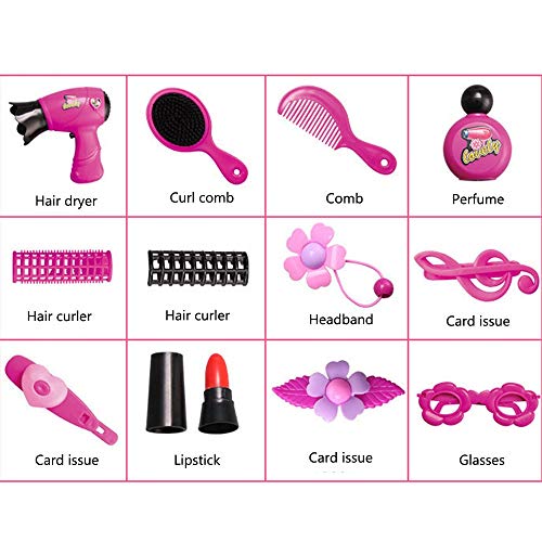 KYEEY Tocadores para niños La Casita de Juguete niña Princesa Dresser Conjunto de Juguete luz de la Tabla del Maquillaje Juegos de Mesa y Silla para niños (Color : Pink, Size : 32x18x47cm)