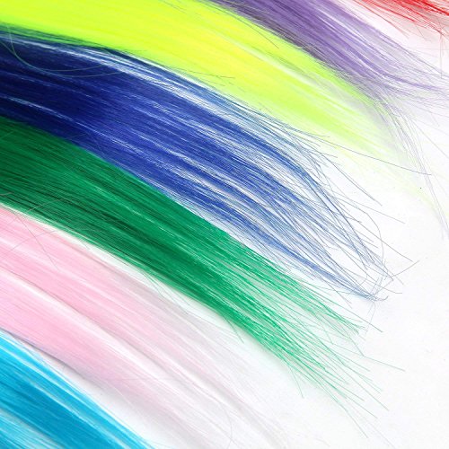 Kyerivs Extensiones de Pelo con Clip Destacadas de Fiesta Coloridas, 50 cm, resistente al calor, recto, extensiones de cabello cospaly, fiesta de moda, para niños y niñas, 12 colores en 24 piezas