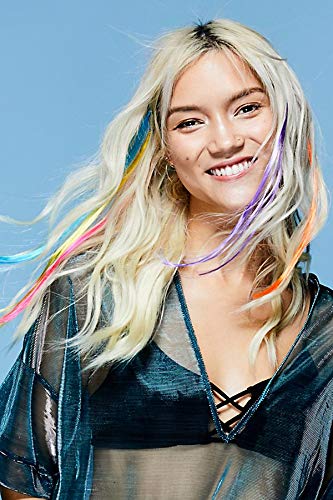 Kyerivs Extensiones de Pelo con Clip Destacadas de Fiesta Coloridas, 50 cm, resistente al calor, recto, extensiones de cabello cospaly, fiesta de moda, para niños y niñas, 12 colores en 24 piezas