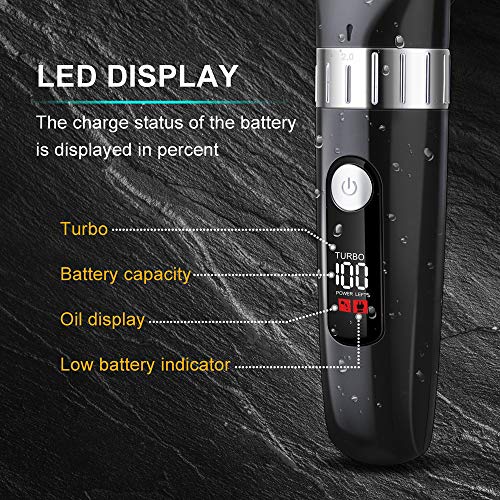 KYG Cortapelos Impermeable 2 Modo de Velocidad Máquina de Cortar Pelo Gran Pantalla LED Cortadora de Pelo Recargable Inalámbrica USB con Larga Duracion de 240min