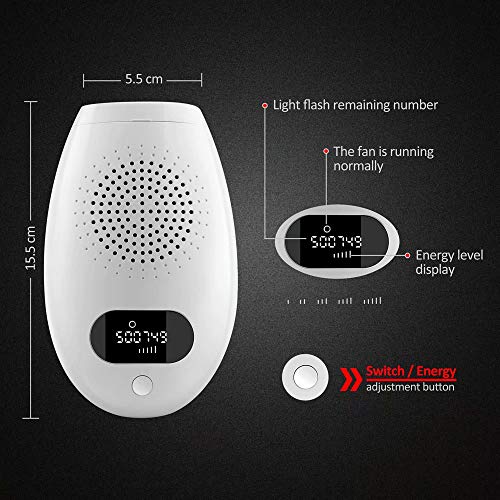 KYG Depiladora Luz Pulsada IPL Dispositivo de depilación permanente sin dolor con 500.000 Pulsaciones de Dispositivo Láser Profesional del Vello Visible para Hombres y Mujeres