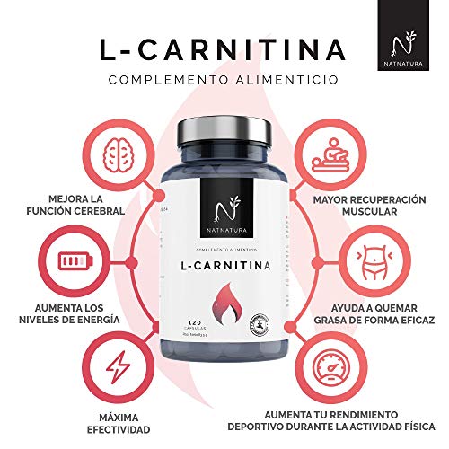 L-Carnitina.Complemento Alimenticio de L-Carnitina. Potente quemagrasas para adelgazar.Suplemento deportivo de alta concentración para mejorar el rendimiento, resistencia y recuperación.120 cápsulas.