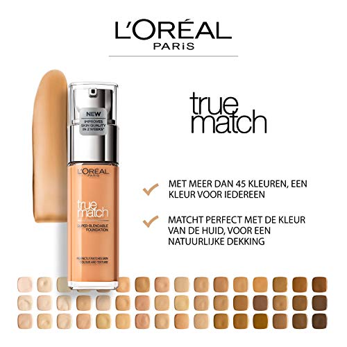L 'Oréal Paris Foundation Perfect Match, base de maquillaje; Fusión Perfecta con el tono de piel y Humedad 24 h, 4.D/4.W Golden Natural, 30 ml
