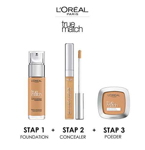 L 'Oréal Paris Foundation Perfect Match, base de maquillaje; Fusión Perfecta con el tono de piel y Humedad 24 h, 4.D/4.W Golden Natural, 30 ml