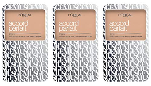 L 'Oréal Paris Make Up Designer – Accord Parfait Genius Compact 4 en 1 – 2R vainilla Rosé –  – Juego de 3