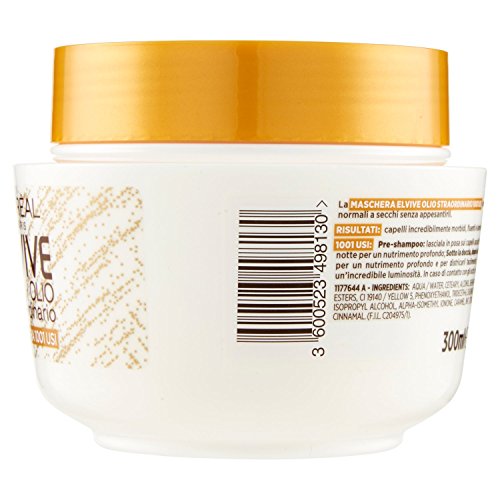 L 'Oréal Paris Máscara Nutriente Elvive Aceite excepcional aceite Fine de coco para cabello para normal a cubos, 300 ml
